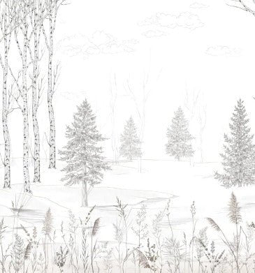 Papel pintado Bosques en blanco y negro