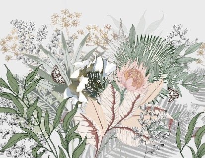 Papel pintado Botánico floral panorámico