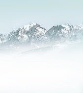 Papier peint salle de bain Mont Blanc dans la brume bleu, XXL, tendance