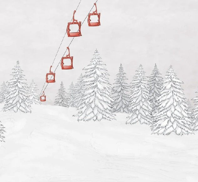 Papel pintado góndola roja montaña