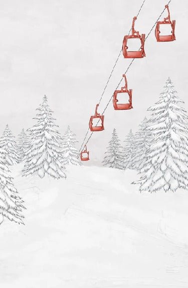 Papel pintado góndola roja montaña