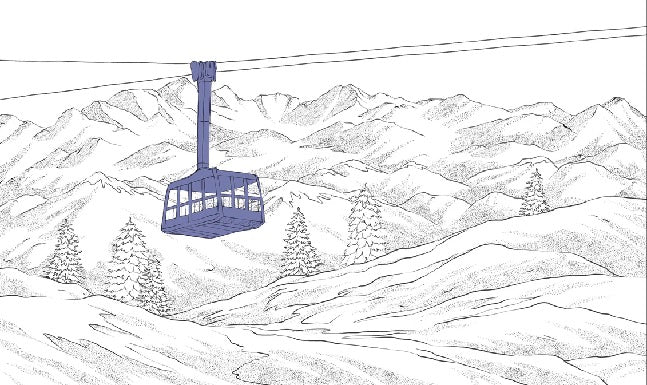 Papel pintado azul télécabine La Plagne