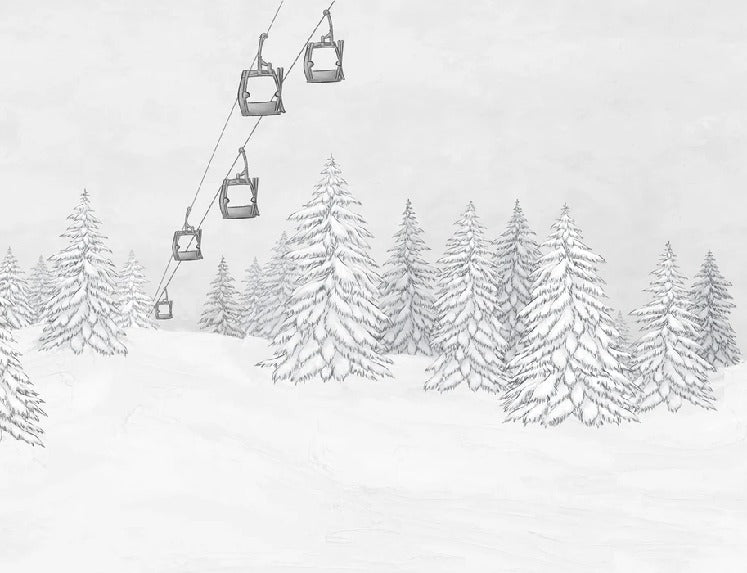 Papel pintado blanco y negro góndola montaña