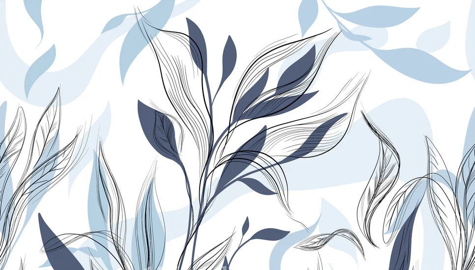 Papel pintado gráfico de flores azules