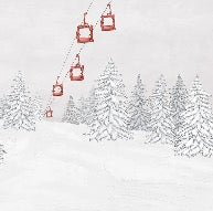 Papel pintado góndola roja montaña