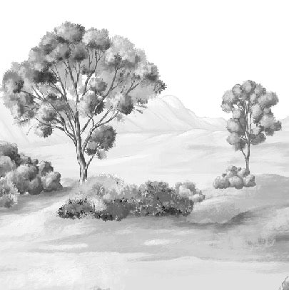 Papel pintado Paisaje poético en blanco y negro