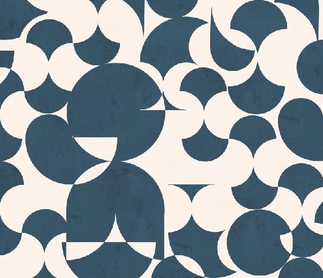 Papel pintado gráfico retro denim azul