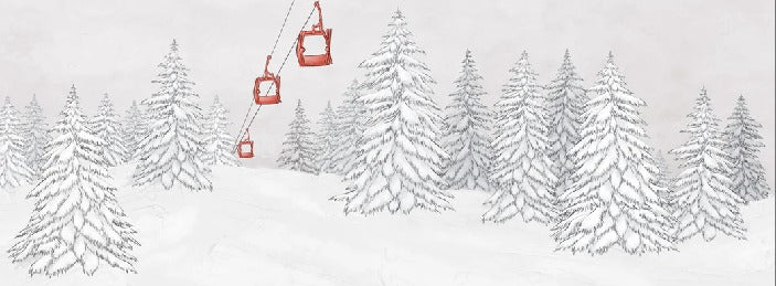 Papel pintado góndola roja montaña