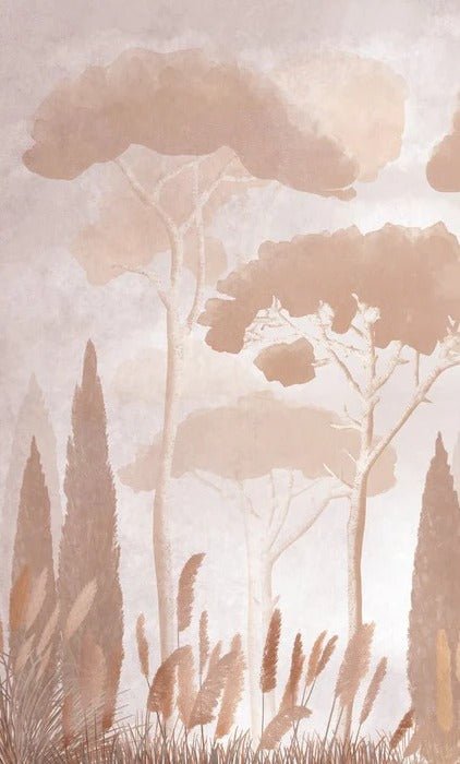 Papel pintado pino ciprés sepia