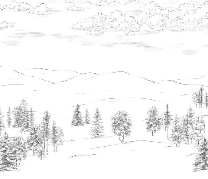 Papel pintado Cimes sketch montaña