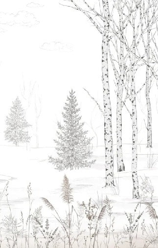 Papel pintado Bosques en blanco y negro