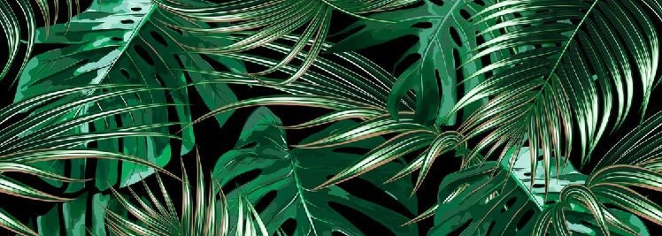 Papel pintado no tejido con grandes hojas verdes