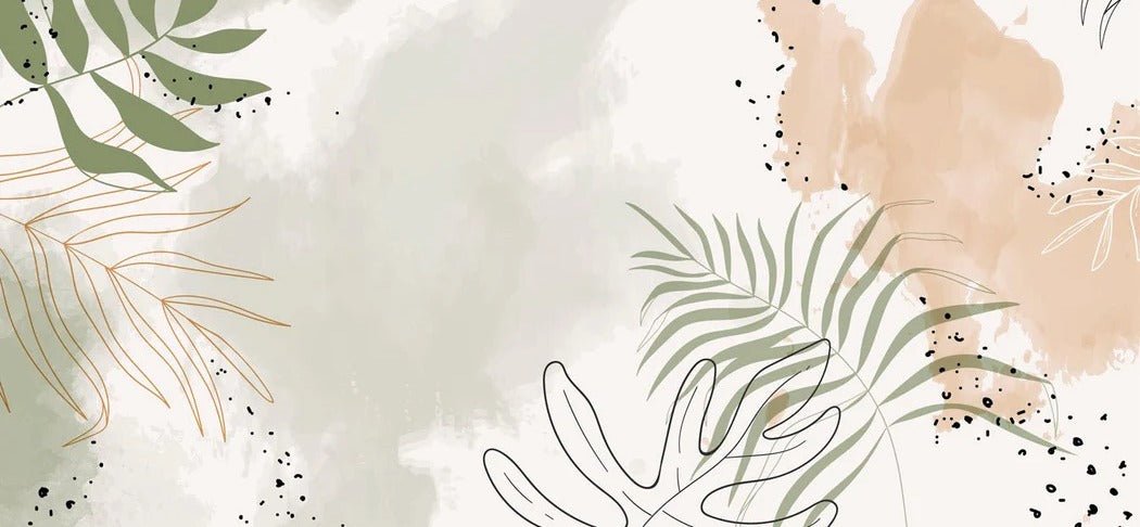 Papel pintado panorámico acuarela vegetal