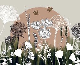 Papel pintado Ilustración floral panorámica