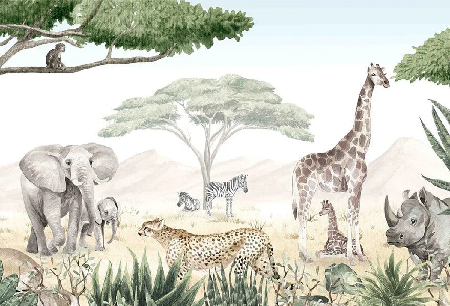 Papel pintado infantil de la sabana
