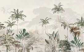 Papier peint panoramique jungle eden vert