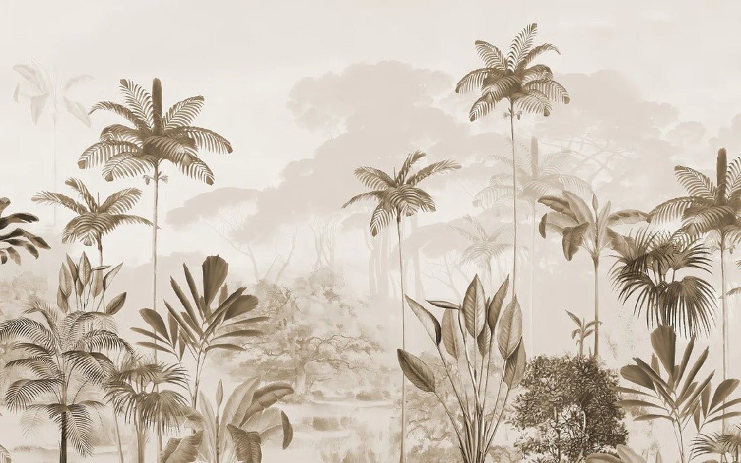 Papier peint panoramique jungle eden sépia