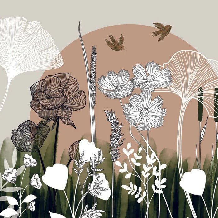 Papel pintado Ilustración floral panorámica