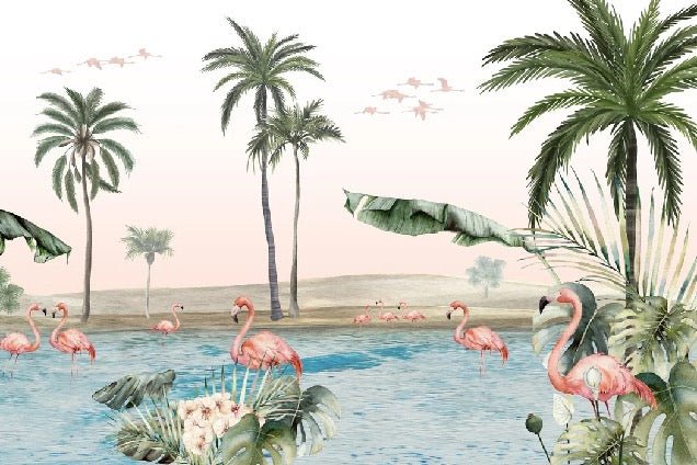 Papel pintado Oasis flamingo