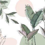 Papier peint panoramique végétal graphique vert, XXL, tendance