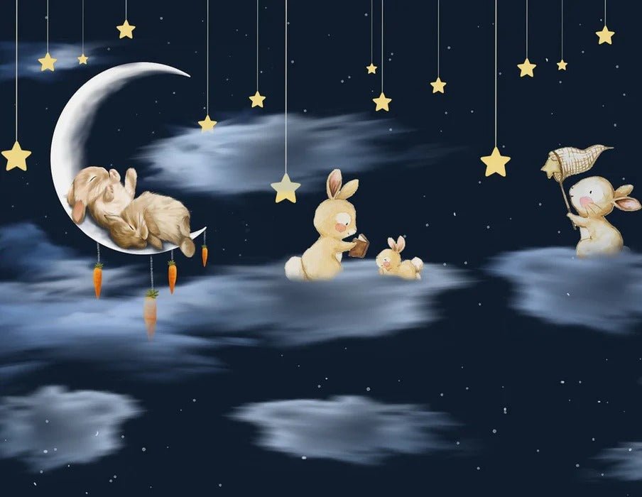 Fondo de Luna y noche estrellada
