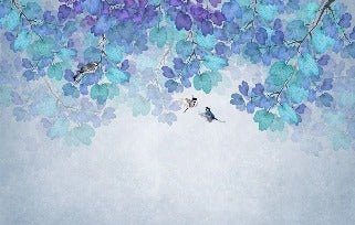 Papier peint feuille bleu, XXL, tendance