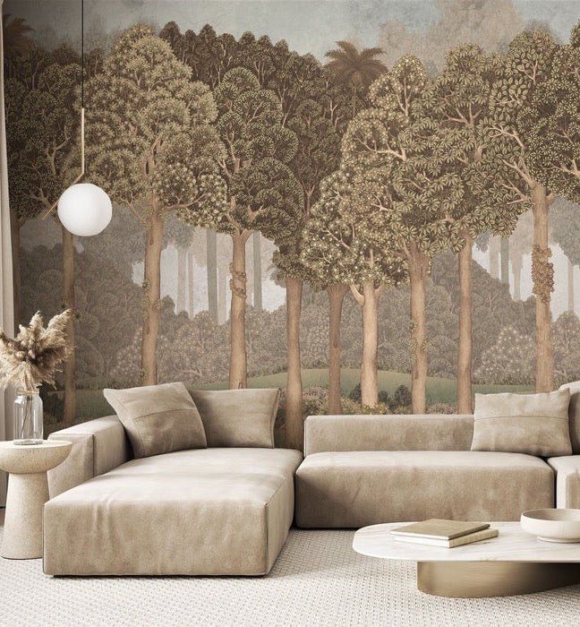 Papel pintado ilustrado Árboles grandes