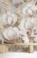 Papel pintado panorámico de flores de algodón