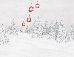 Papel pintado góndola roja montaña