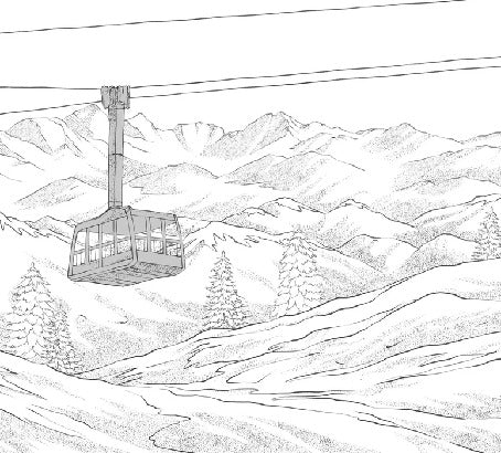 Papel pintado blanco y negro La Plagne télécabine