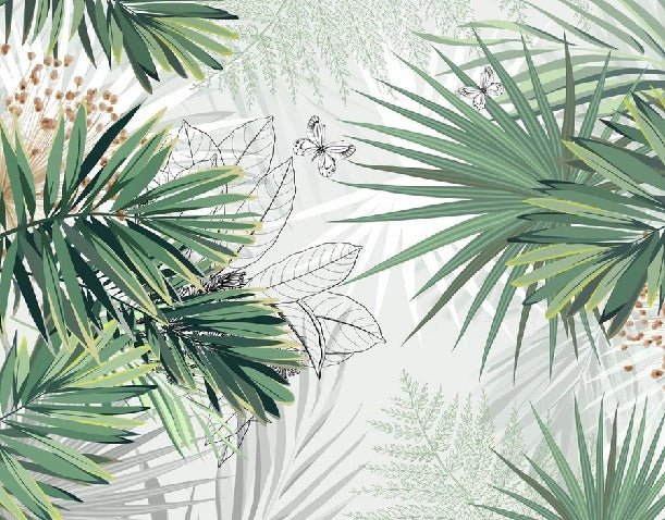Papel pintado Panoramic nature green palm