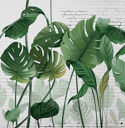 Papel pintado vintage de hojas de plátano