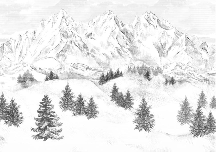 Papier peint montagne sommets de Chamonix, XXL, tendance