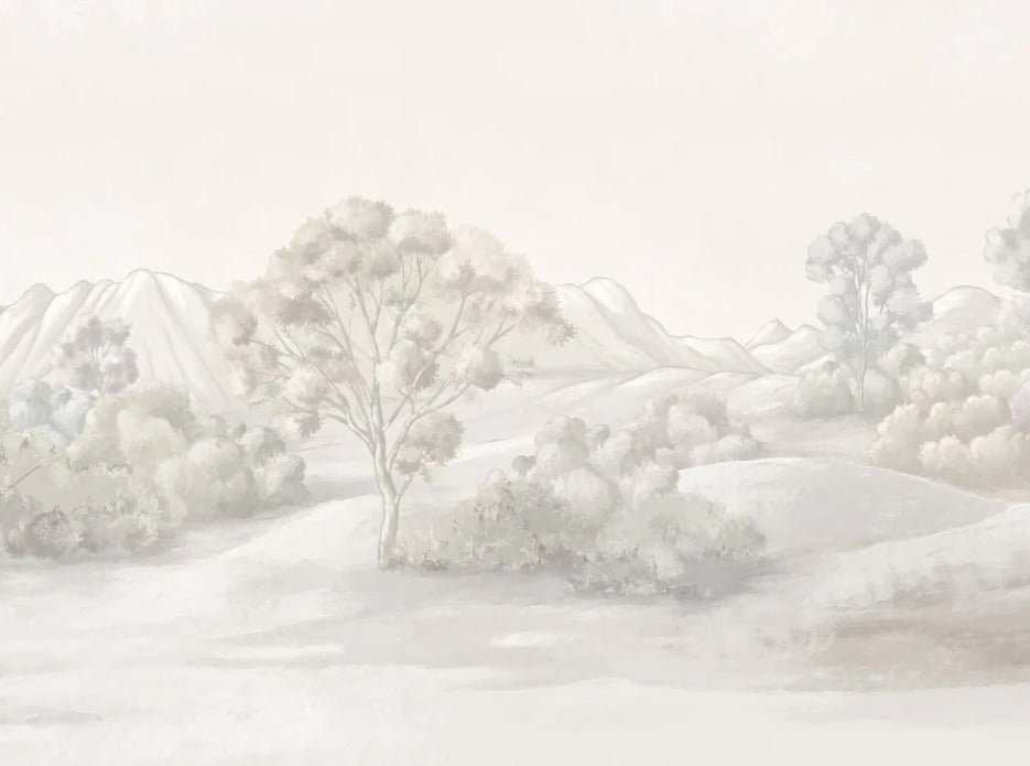 Papier peint paysage poétique sépia