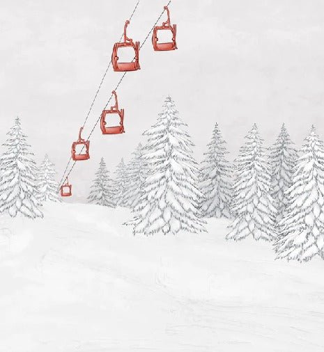 Papel pintado góndola roja montaña