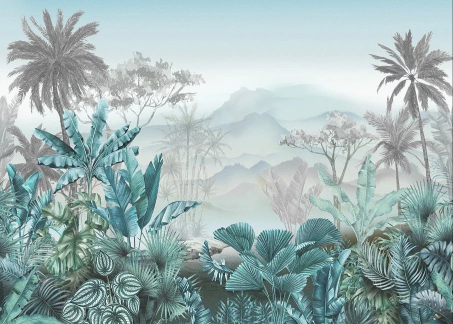Papier peint tendance tropical bleu, XXL, tendance