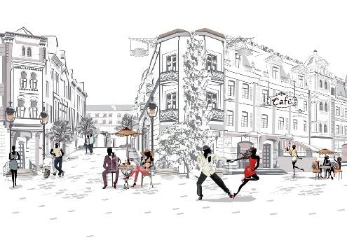 Papier peint panoramique balade parisienne, XXL, tendance