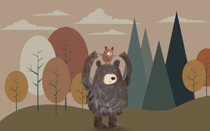 Papel pintado infantil oso pardo