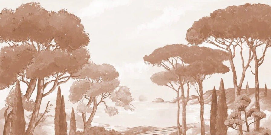 Papier peint balade dans les calanques terracotta, XXL, tendance