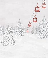 Papel pintado góndola roja montaña