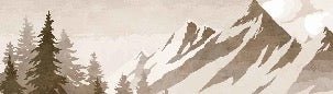 Papel pintado vintage de abetos y montañas en sepia