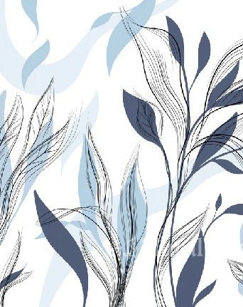 Papel pintado gráfico de flores azules