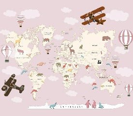 Papel pintado de Aeroplane girl world map