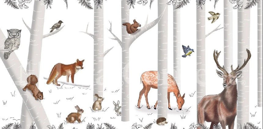 Papel pintado Madera encantada y animales