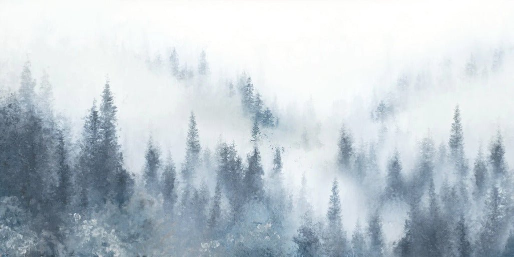 Papel pintado Acuarela azul niebla de abeto