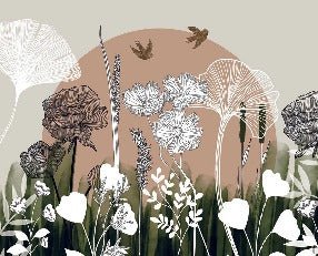 Papel pintado Ilustración floral panorámica