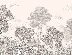 Papier peint panoramique Forêts et Monts Crayonnés Beige