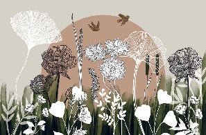 Papel pintado Ilustración floral panorámica