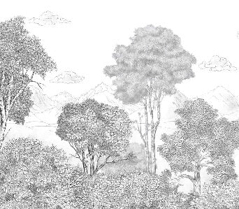 Papier peint panoramique Forêts et Monts Crayonnés