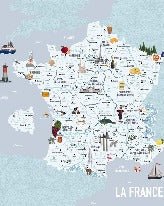 Papel pintado infantil Mapa azul de Francia